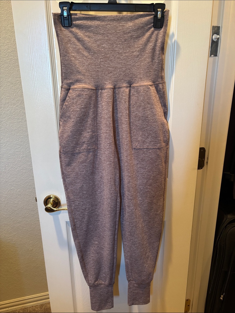 High-Waist Heather Mauve Jogger Sweatpants